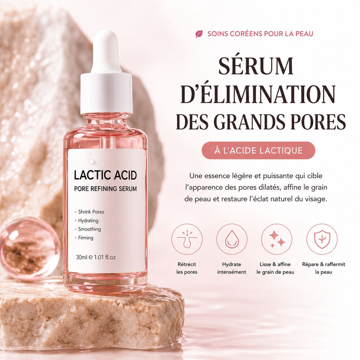Sérum d'élimination des grands Pores, acide lactique