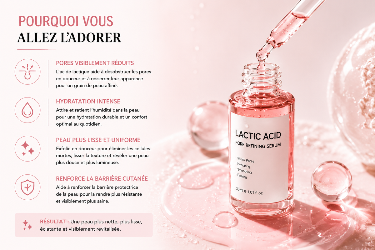 Sérum d'élimination des grands Pores, acide lactique