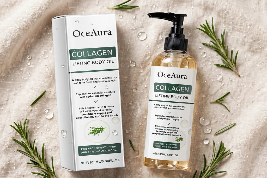 OceAura huile corporelle au collagène resserre l'élasticité de la peau augmenté hydratant corps lisse Non gras romarin après douche huile corporelle