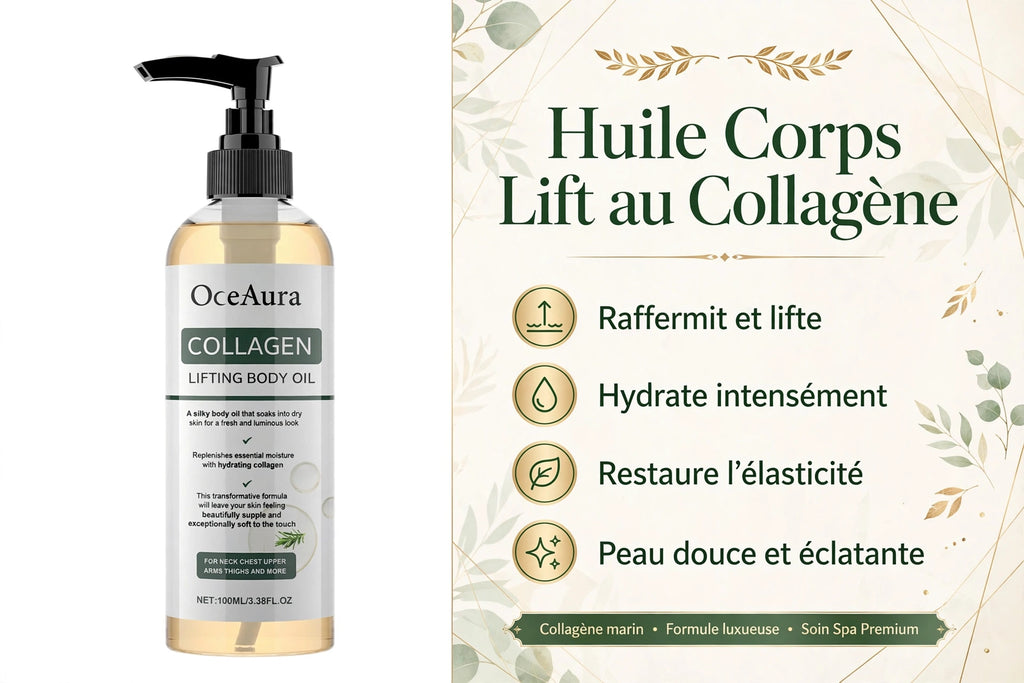 OceAura huile corporelle au collagène resserre l'élasticité de la peau augmenté hydratant corps lisse Non gras romarin après douche huile corporelle